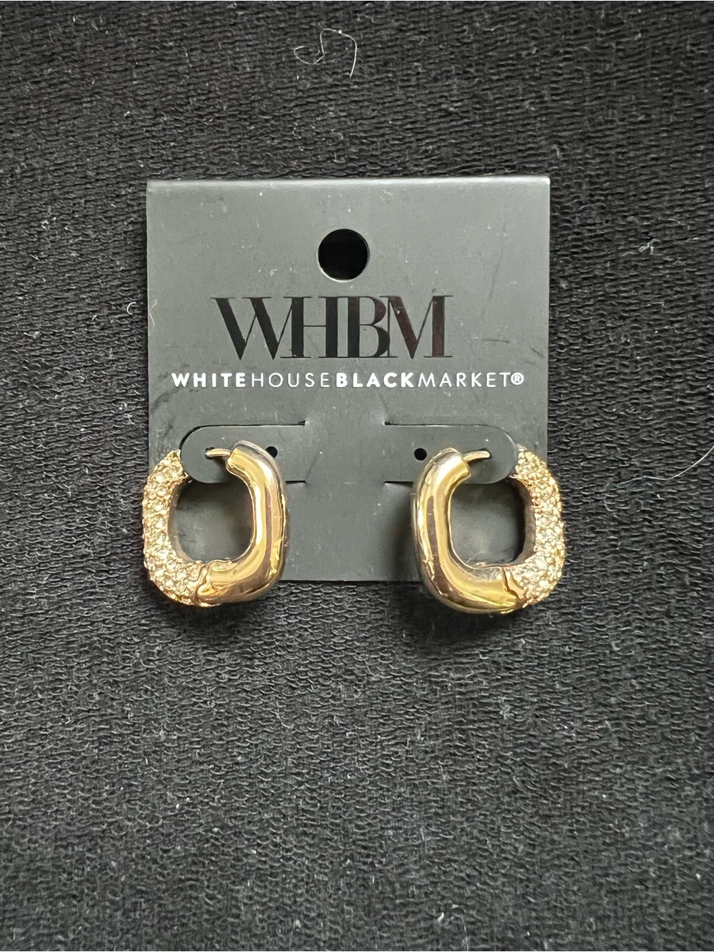 White House Black Market Chunky Gold Textured Hoop Earrings